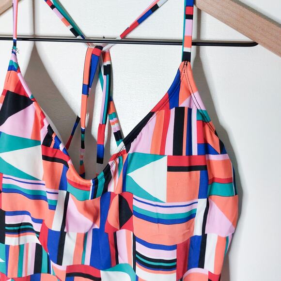 Eco Beach Geometric Strappy Back Tankini Top XL - Picture 3 of 9